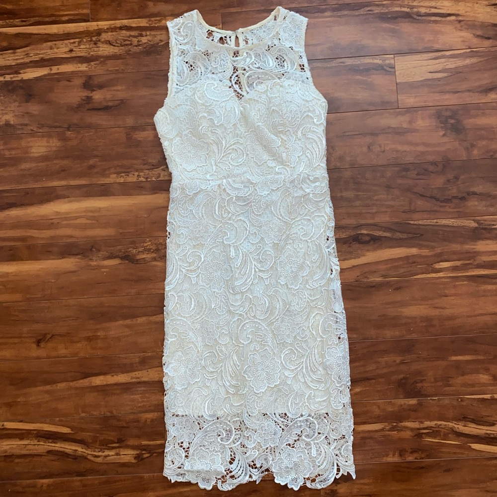 Ivory Lace Midi Dress- Size Small